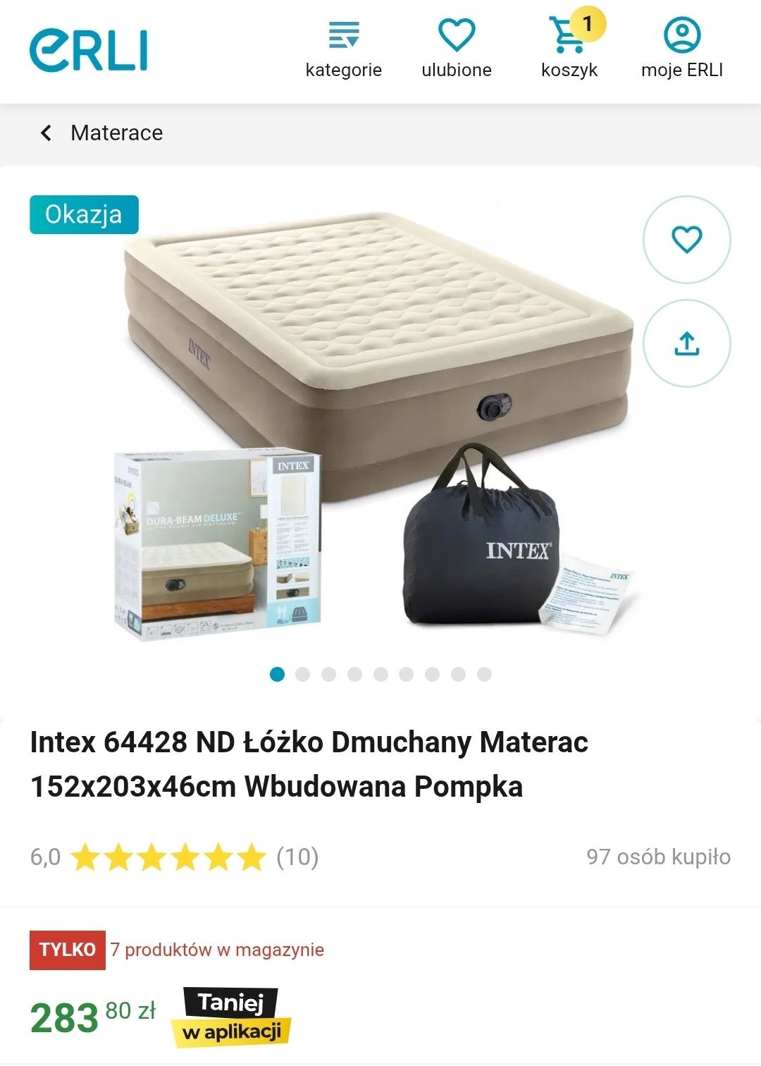 Materac intex 150cm z pompką
