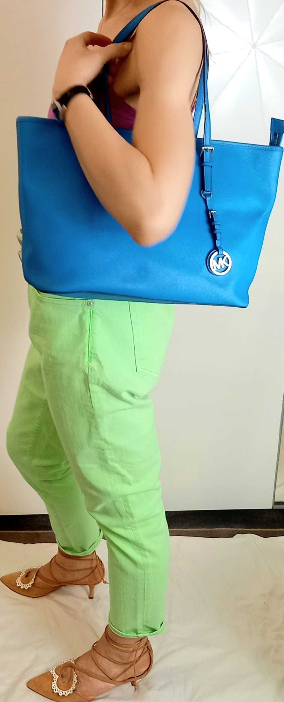 Michael Kors – kultowa torba/shopper, royal blue, skóra saffiano, 603