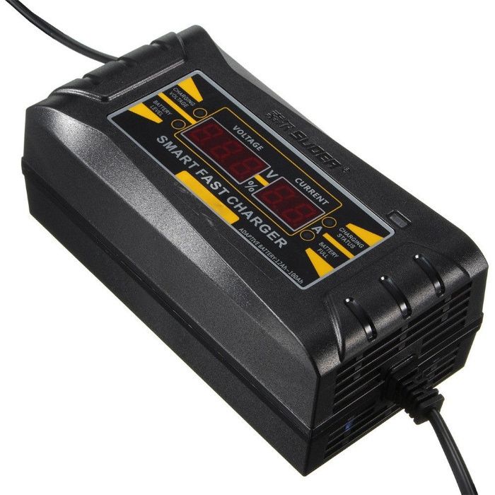 Carregador Baterias 12V 6A para Carros, Motas, Tratores, Empilhadores,