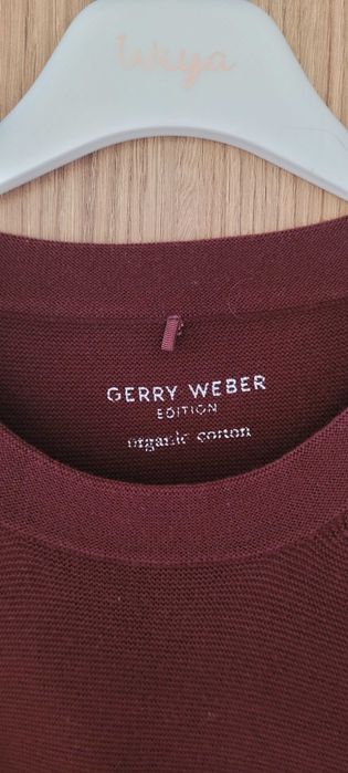Burgundowy sweter bawełna prosty Gerry Weber, r 42/44