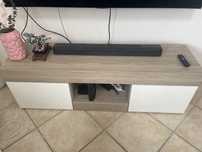 Movel tv madeira e branco