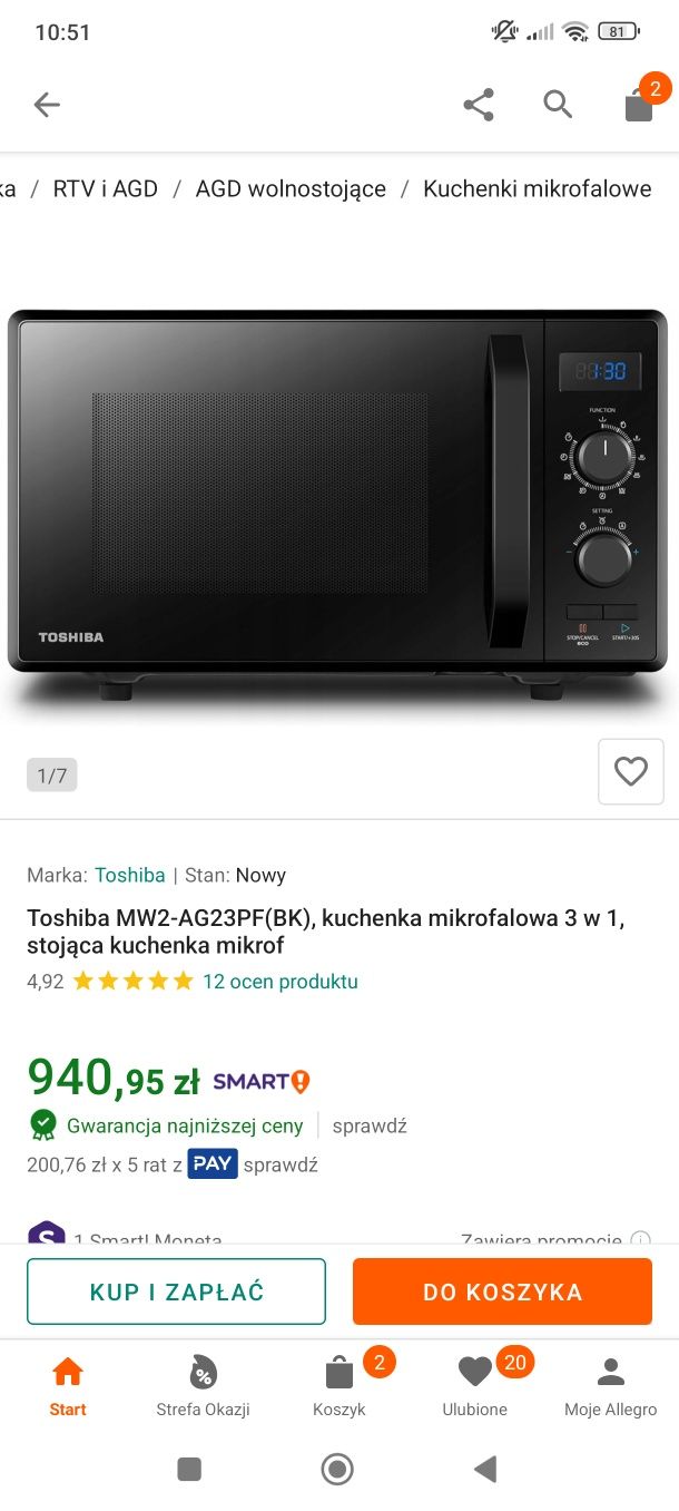 Kuchenka mikrofalowa Toshiba