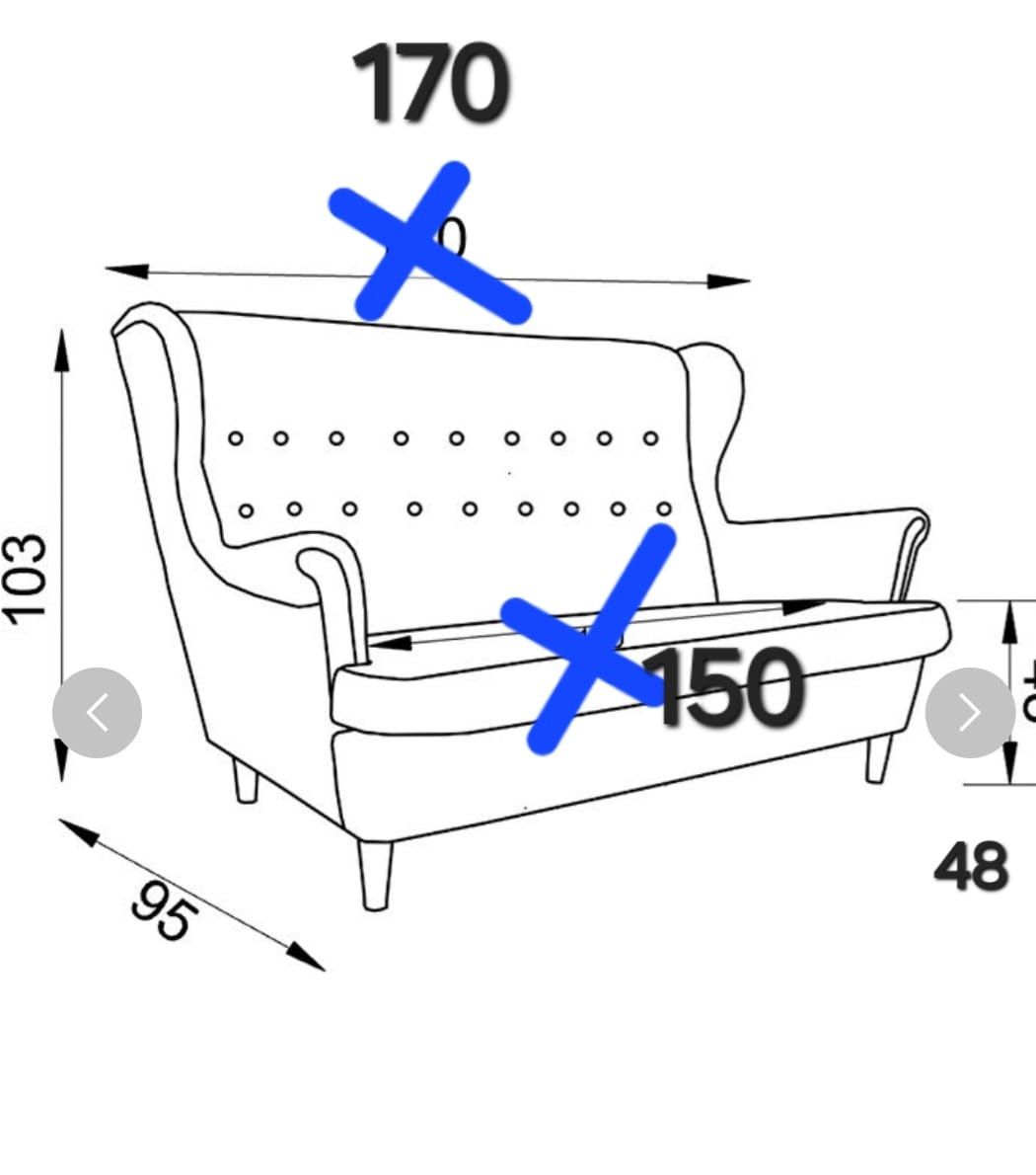 Sofa 3 osobowa, fotel uszak Werina z firmy Bodzio, podnóżek - gratis