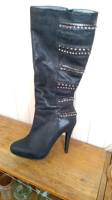 Кожаные сапоги на байке, размер 38