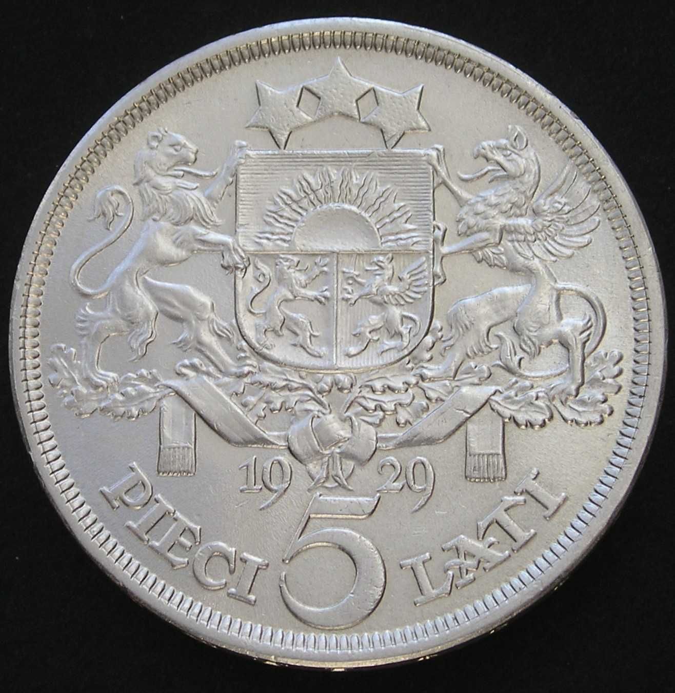 Łotwa 5 lati 1929 - srebro