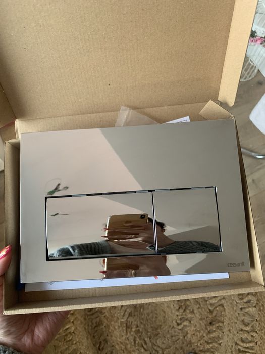 Przycisk do spluczki cersanit lustrzany srebrny