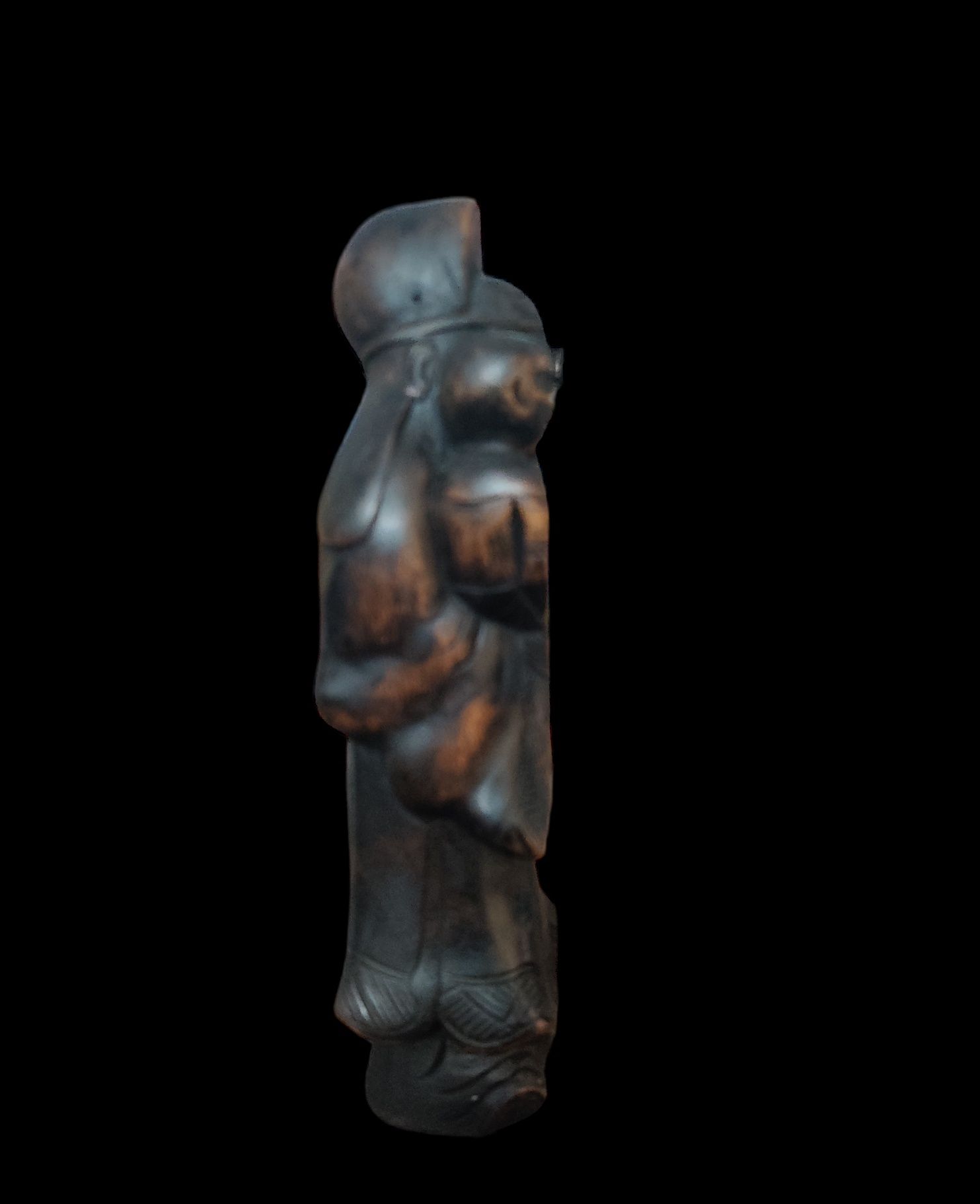 Drewniana figurka chińskiego bóstwa szcześcia Fuxing. Fu Lu Shou.