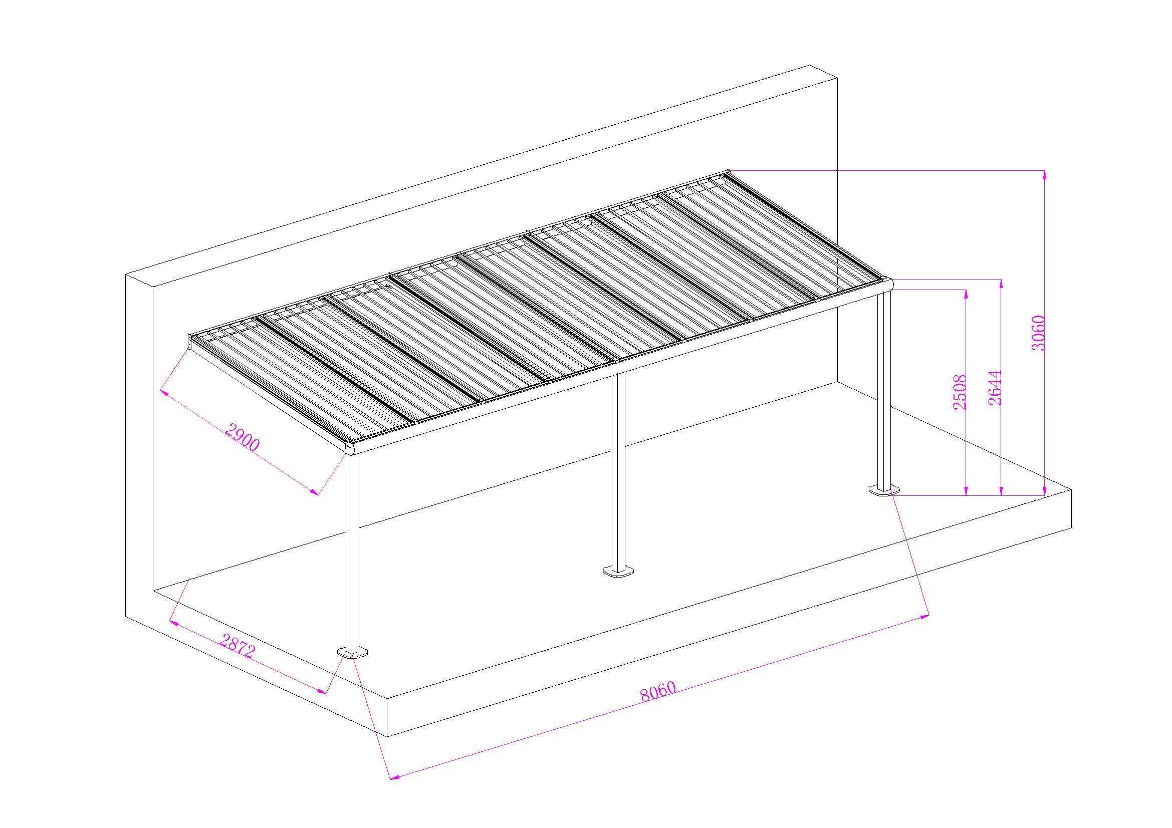Zadaszenie aluminiowe PRO z dachem poliwęglanowym 300x806 m