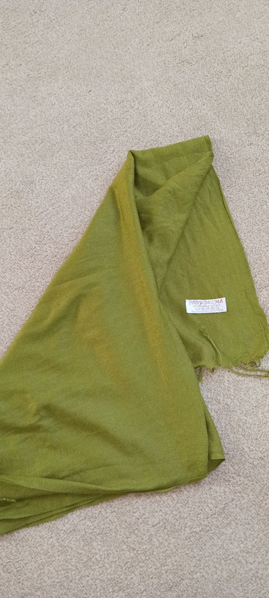 Pashmina ekskluzywna chusta szal kaszmir jedwab groszkowy kolor