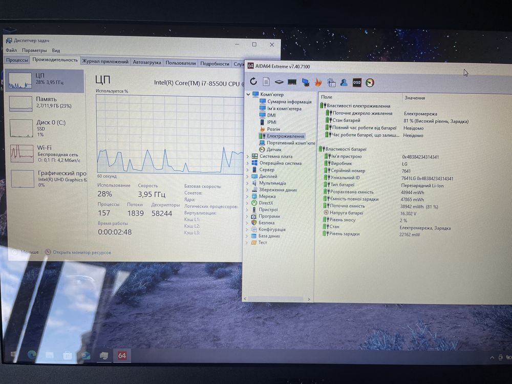 Ноутбук Acer i7 8550u/12gb-ddr4/ssd-256gb/FHD 17''