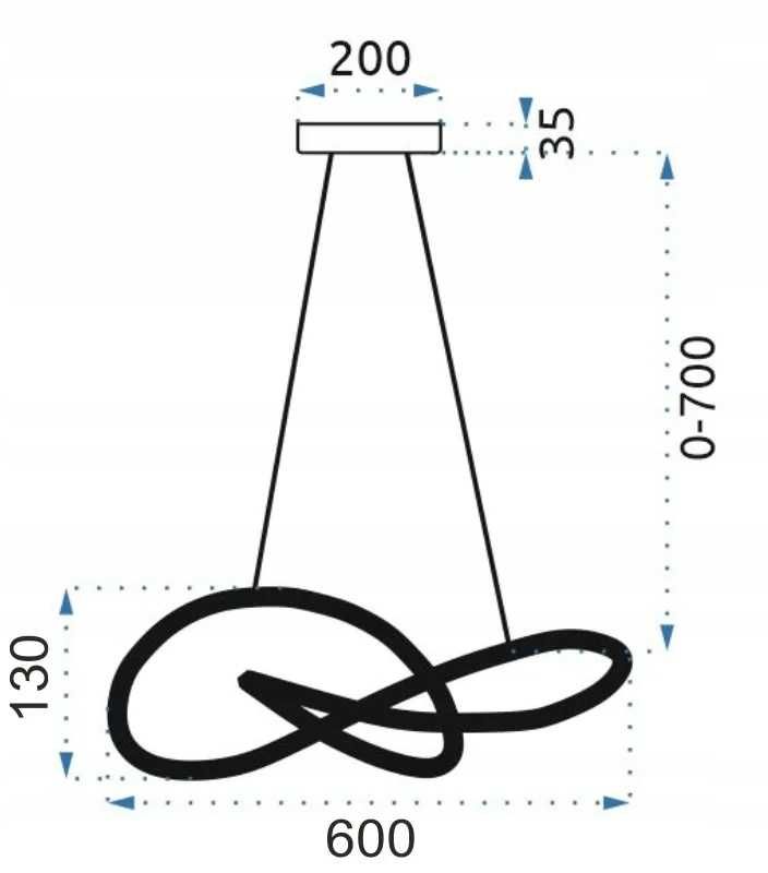 LAMPA SUFITOWA DUŻA wisząca nowoczesna led czarna + pilot APP814