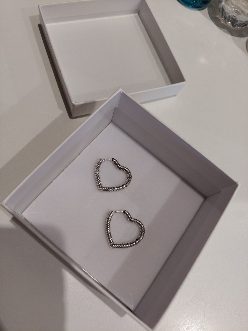 Kolczyki obręcze w kształcie serca srebro 925