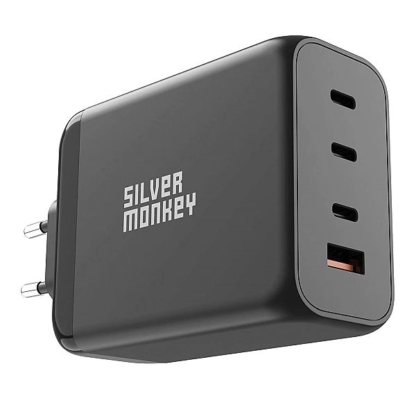 Ładowarka GaN Silver Monkey SMA153, 200W 3xUSB-C PD USB-A QC 3.0 - cza