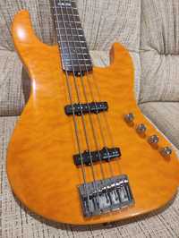 ESP LTD Elite J5 Quilted See Thru Amber Orange Jazz Bass V String Japa