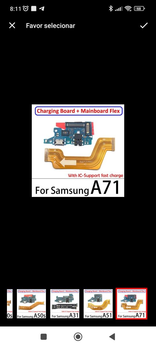 Samsung Galaxy A71 placa de carga com cabo flex