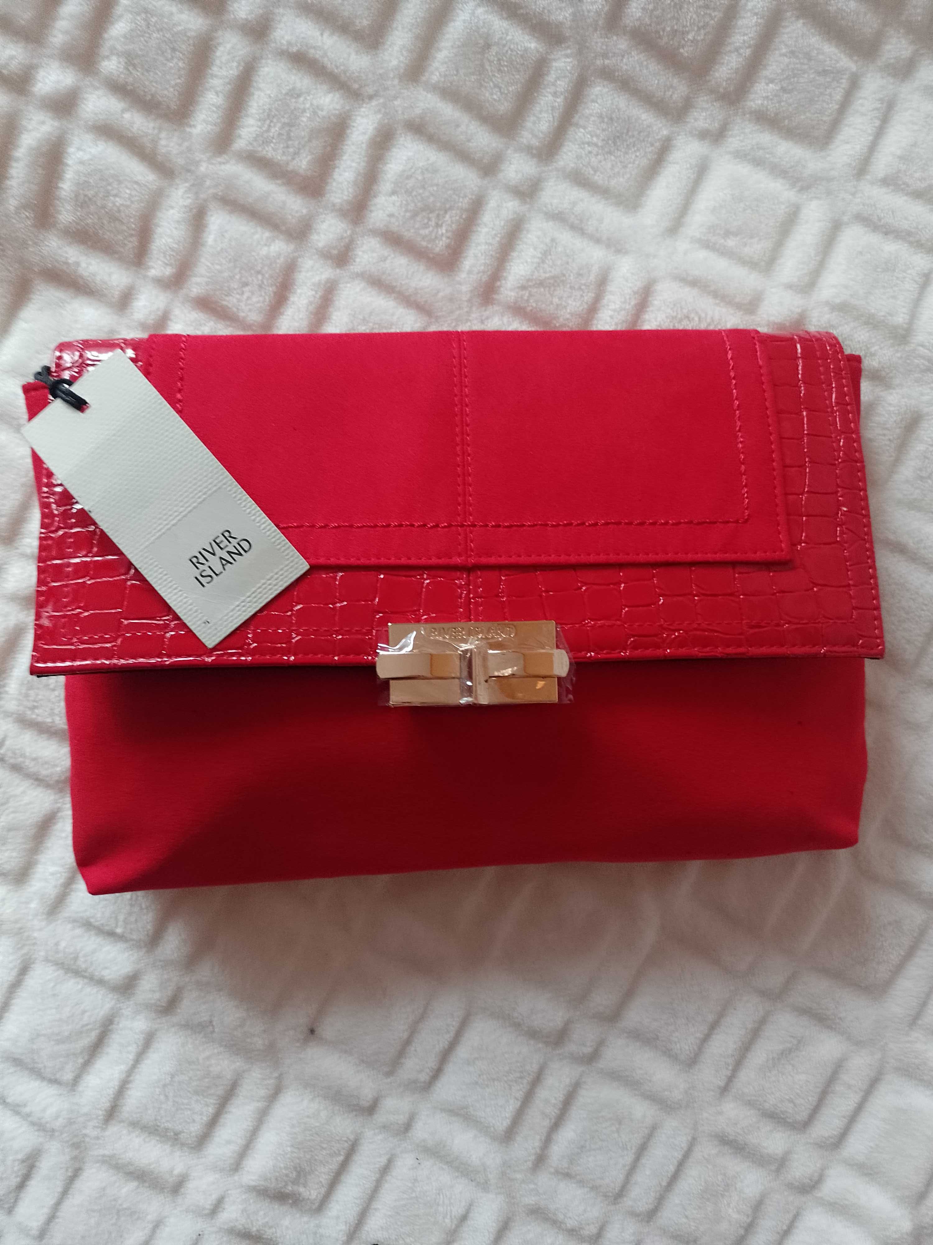 RIVER ISLAND/ Czerwona torebka kopertówka z Londynu, NOWA