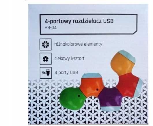 HUB 4-portowy rozdzielacz USB Obrotowy Kolorowy
