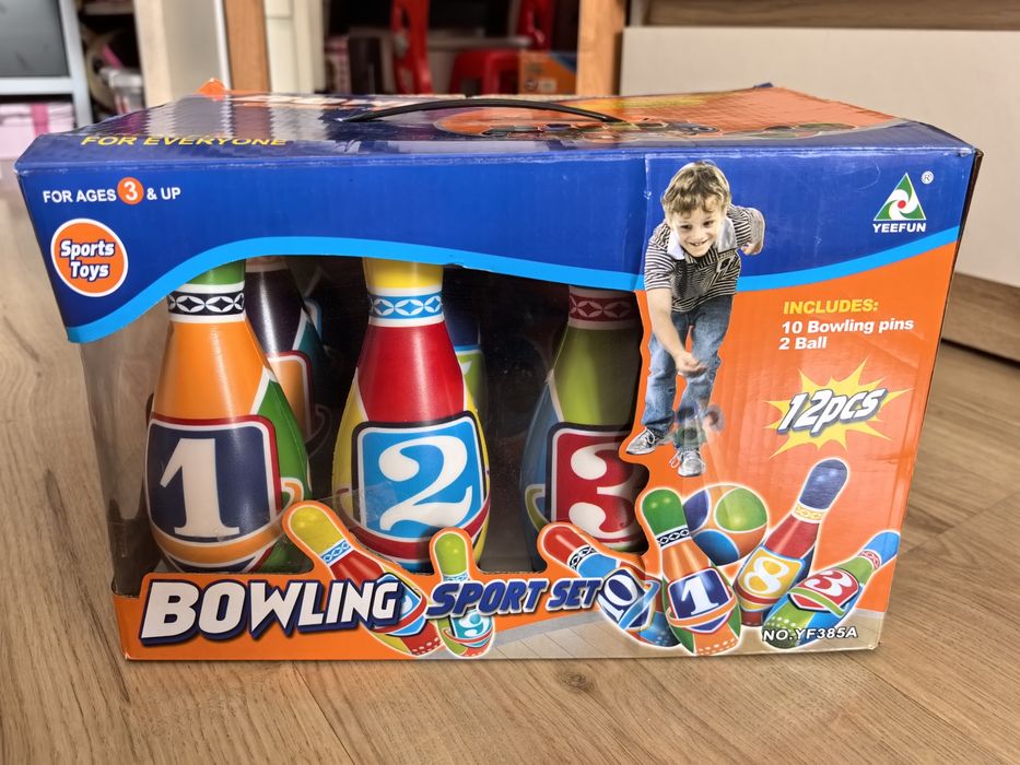 Kręgle piankowe, ZESTAW 10 sztuk z cyferkami + 2 piłki