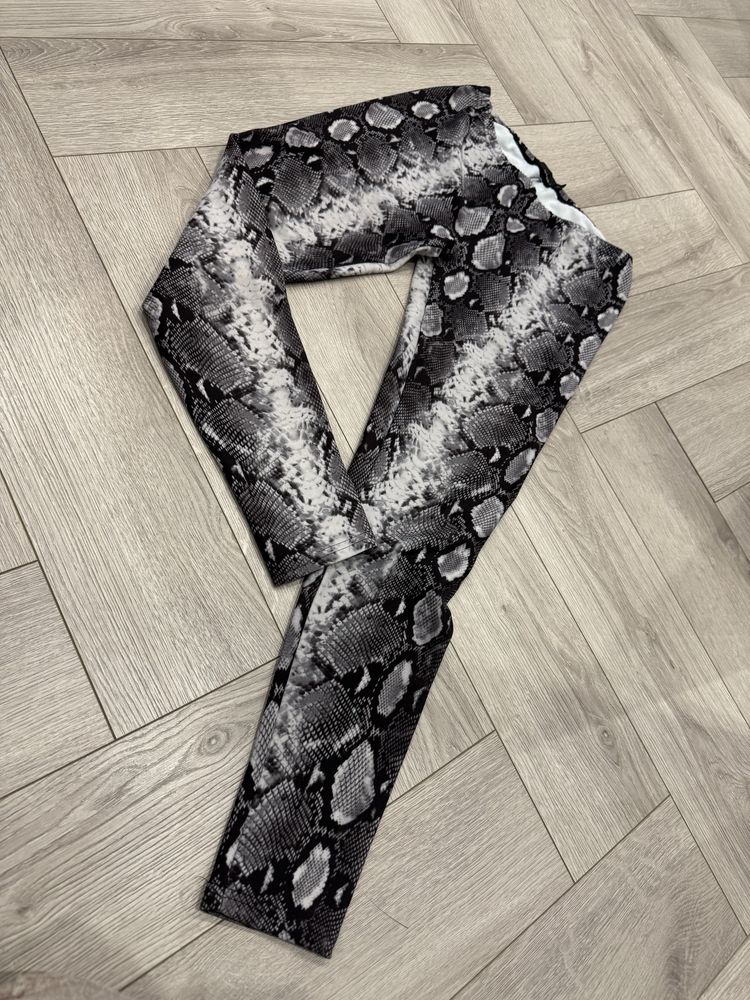 Legginsy wężowe ocieplane szare by o la la uni S-L