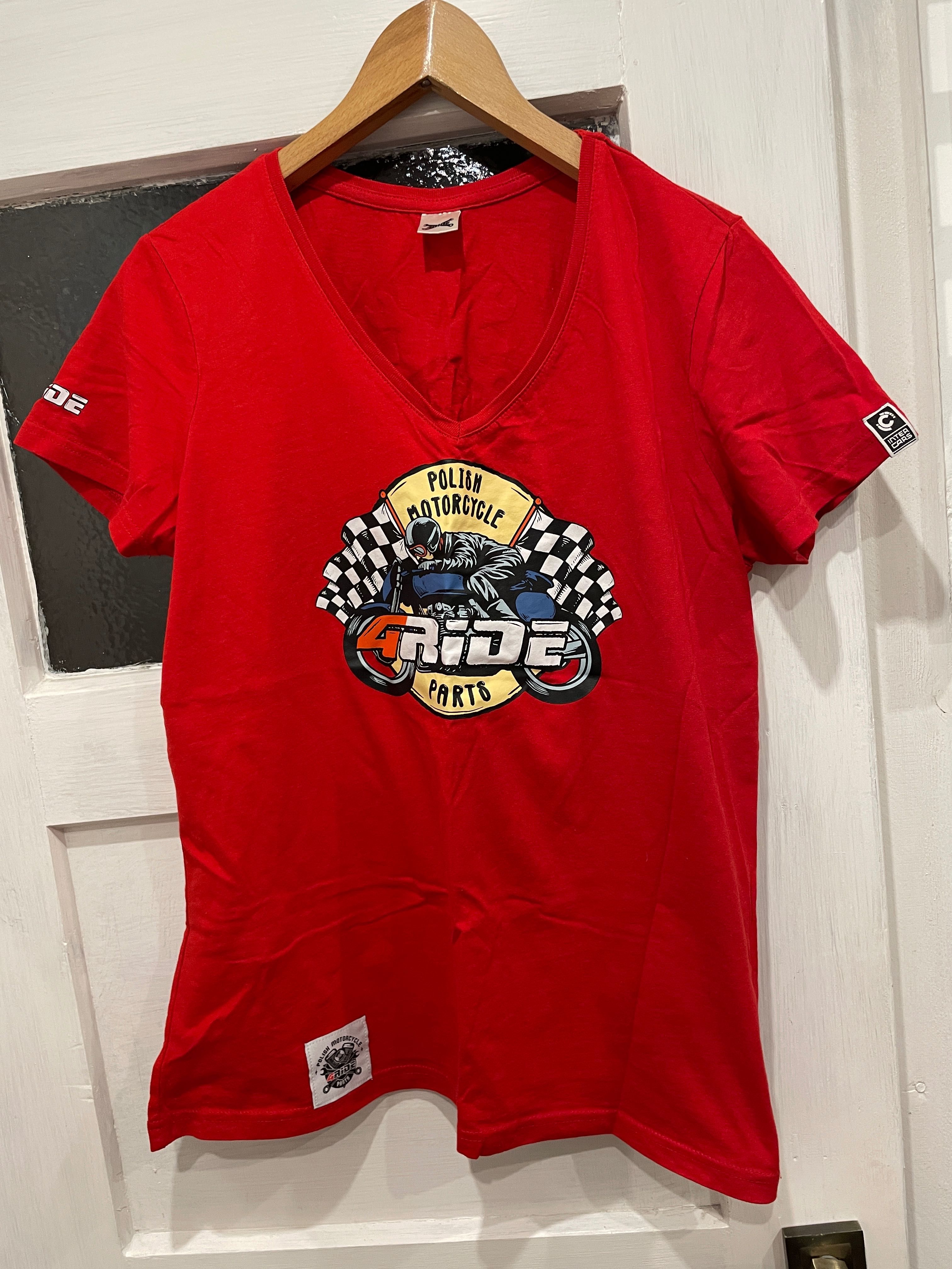 Koszulka motocyklowa bluzka tshirt trykotka czerwona 4ride nowa S M