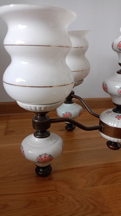 Żyrandol porcelanowy PRL Polam