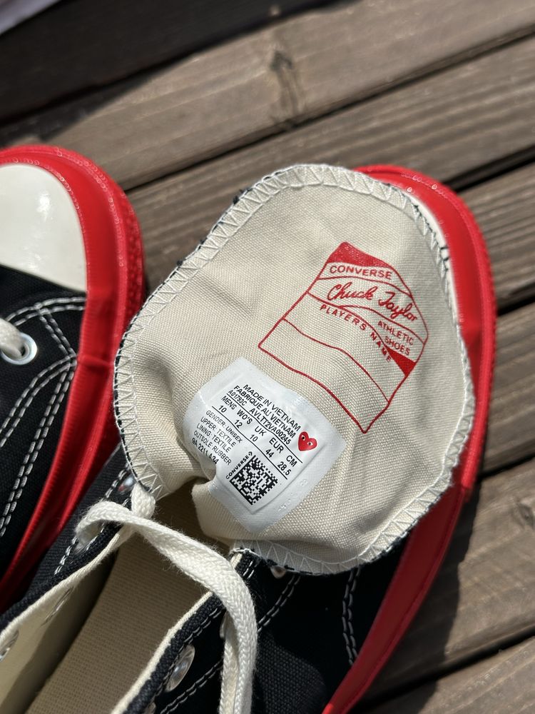 Оригінальні кеди Converse x Comme Des Garçons Play Chuck 70 Black Red