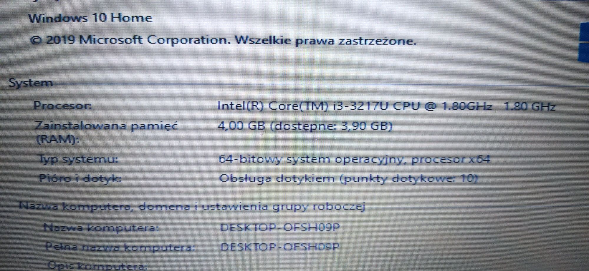 Laptop lenovo Win10, i3, dysk 1Tb, ekran dotykowy