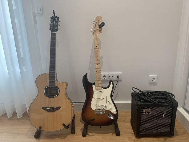 Guitarras Yamaha APX500 III e Fender Stratocaster Highway One 2008 SB