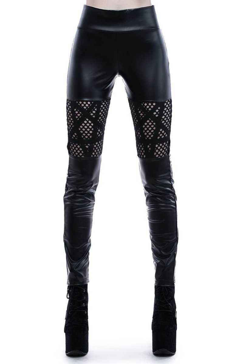 Legginsy KILLSTAR goth pentagram fishnet restyle witch