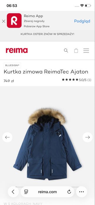 Kurtka zimowa ReimaTec Ajaton roz. 122