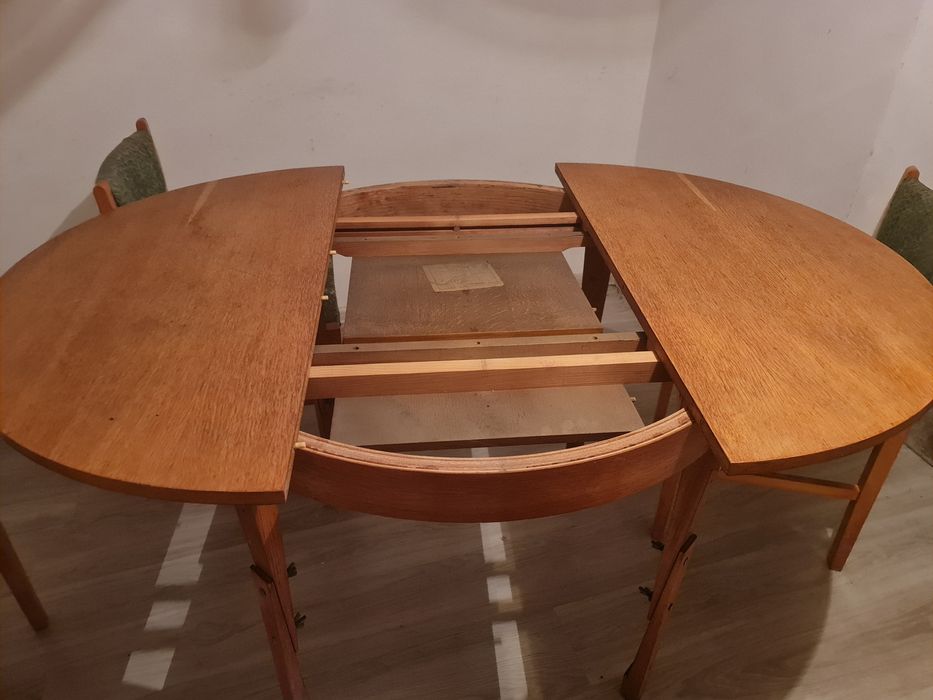 Okrągły ławostół rozkładany PRL