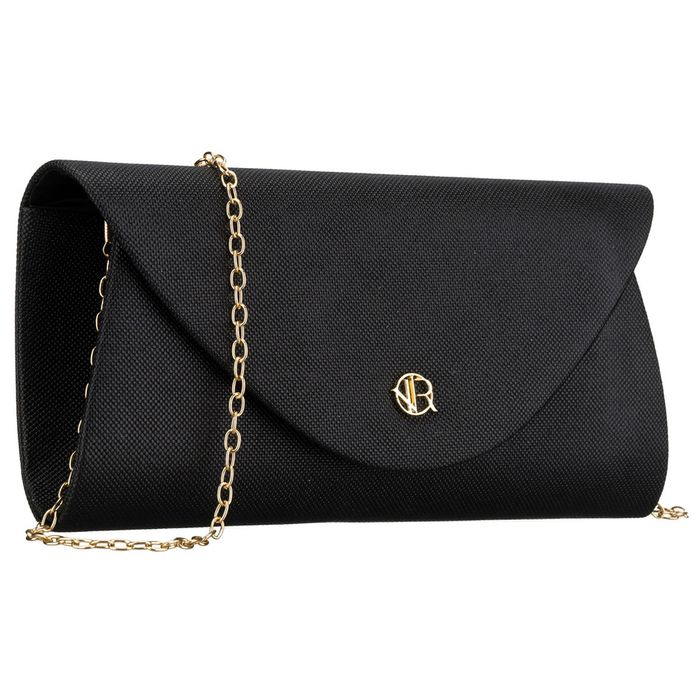 brokatowa kopertówka damska wykonana z tkaniny syntetycznej w czarnym