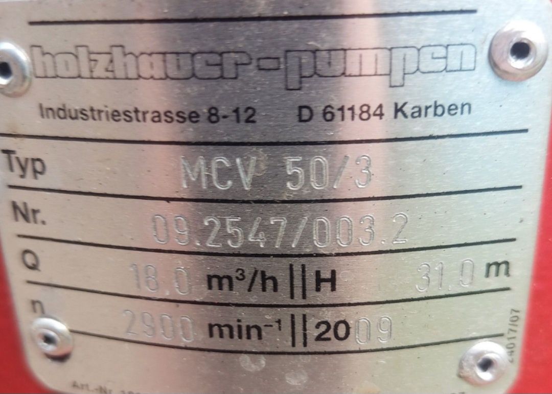 Pompa Holzhauer MCV 50/3 pionowa wody wielostopniowa nie KSB Grundfos
