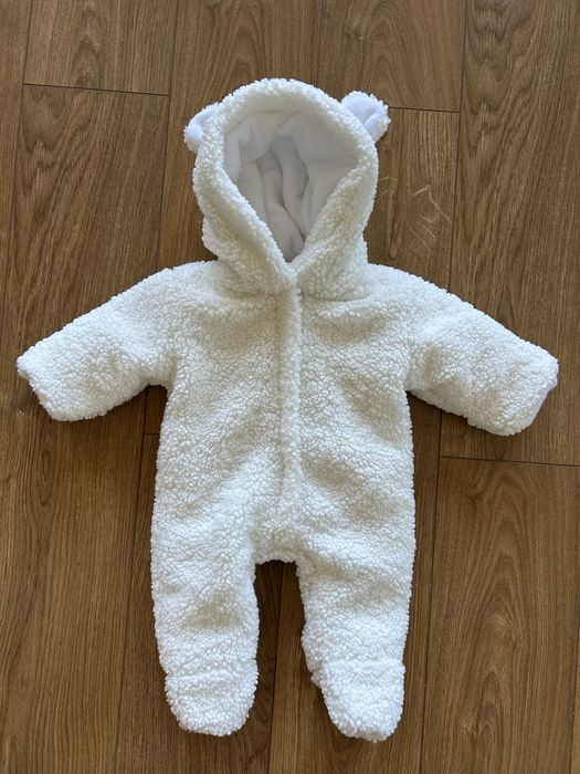 Дитячий комбінезон зимовий білосніжний , білий , Тедді