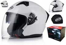 Otwarty KASK Motocyklowy BIAŁY Skuter Chopper Homologacja BLENDA roz.S