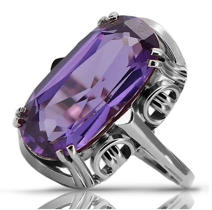 Srebrny pierścionek Rosyjski 925 z Aleksandrytem vrc038s Vintage Wawa