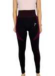Czarno-bordowe sportowe legginsy z modelującym pasem S 36