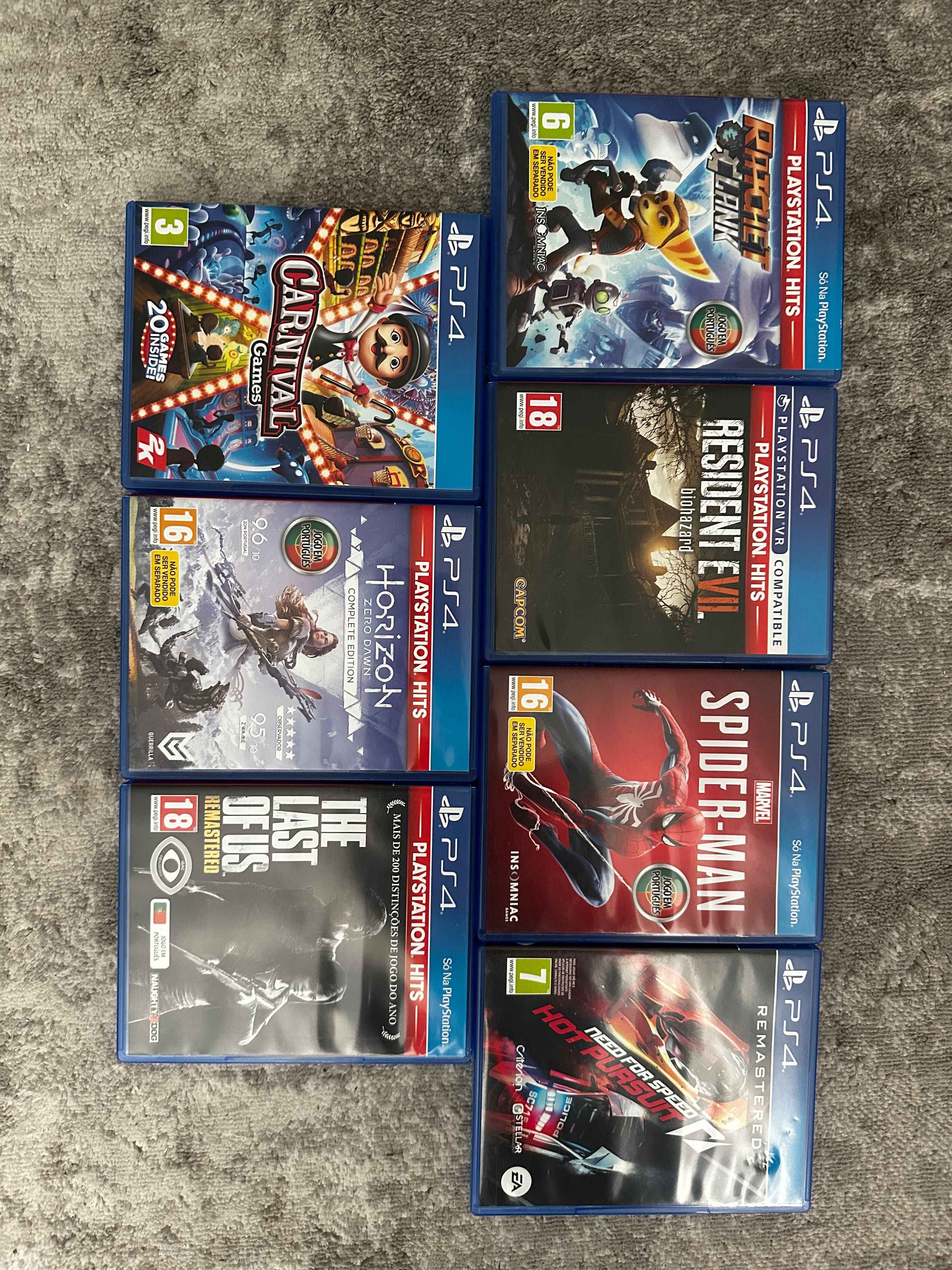 PS4 com 1 comando e 7 jogos