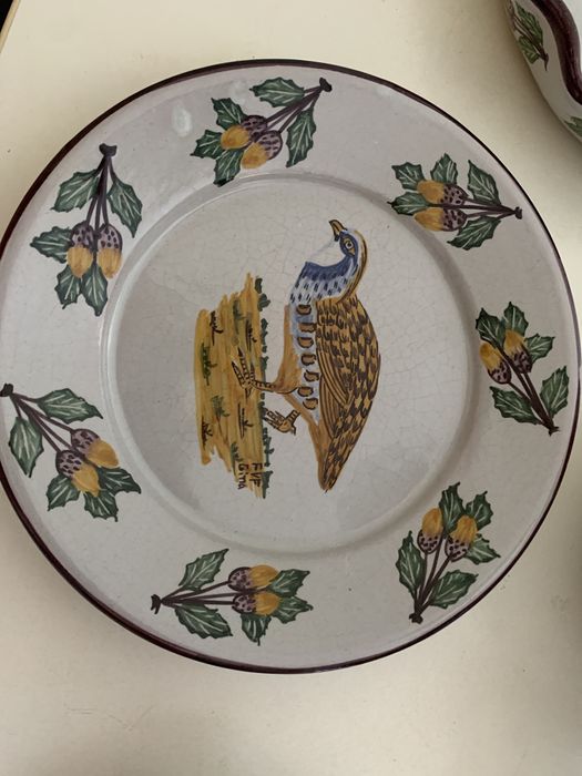 Conjunto de loica de barro pintado