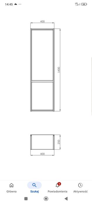 Słupek Cersanit 40/25/140 szary mat (NOWY)