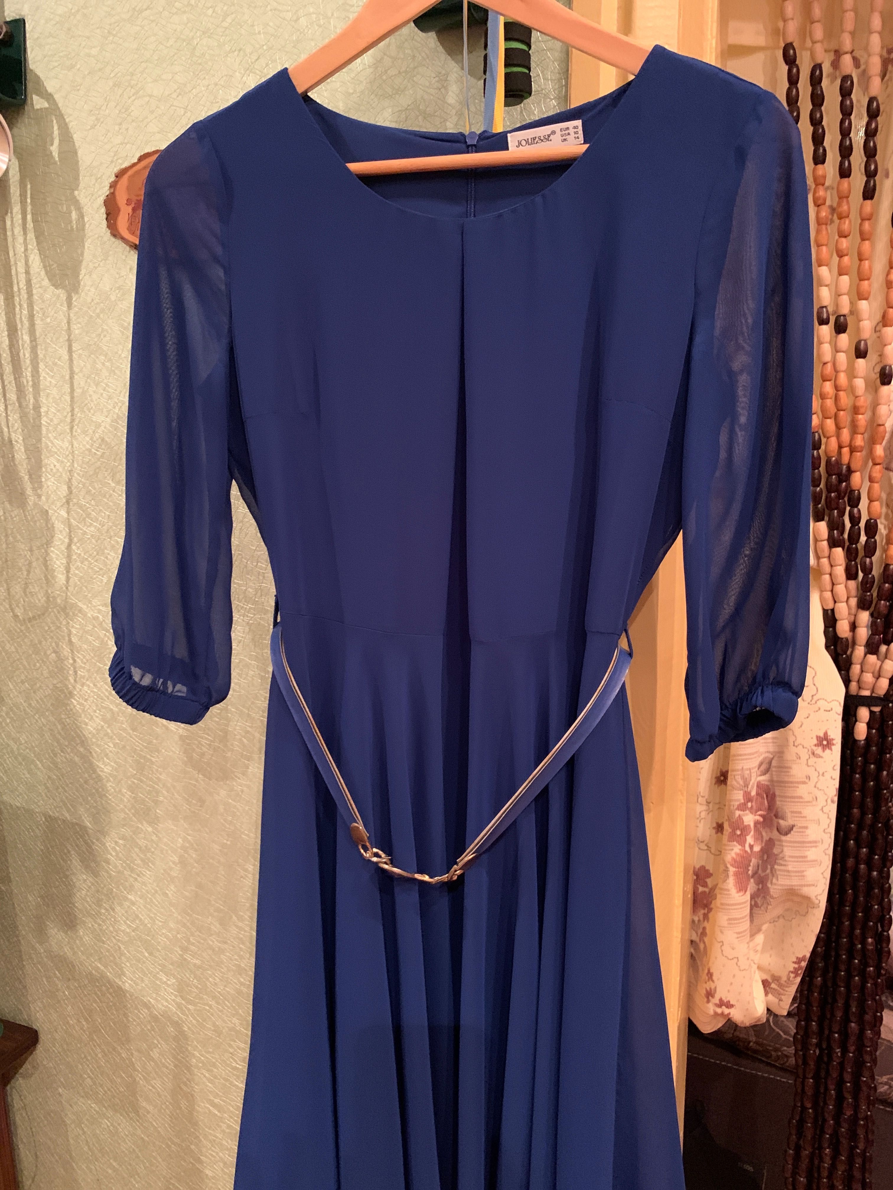 Плаття шифонове синього кольору коктейльне