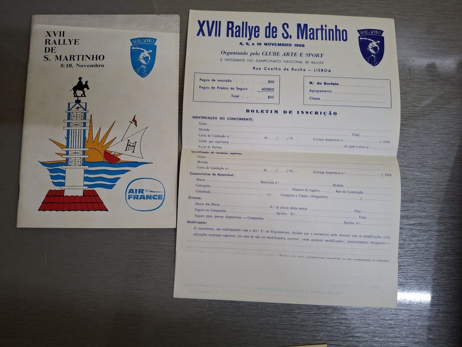 Rally regulamentos muito antigos alguns com as inscrições