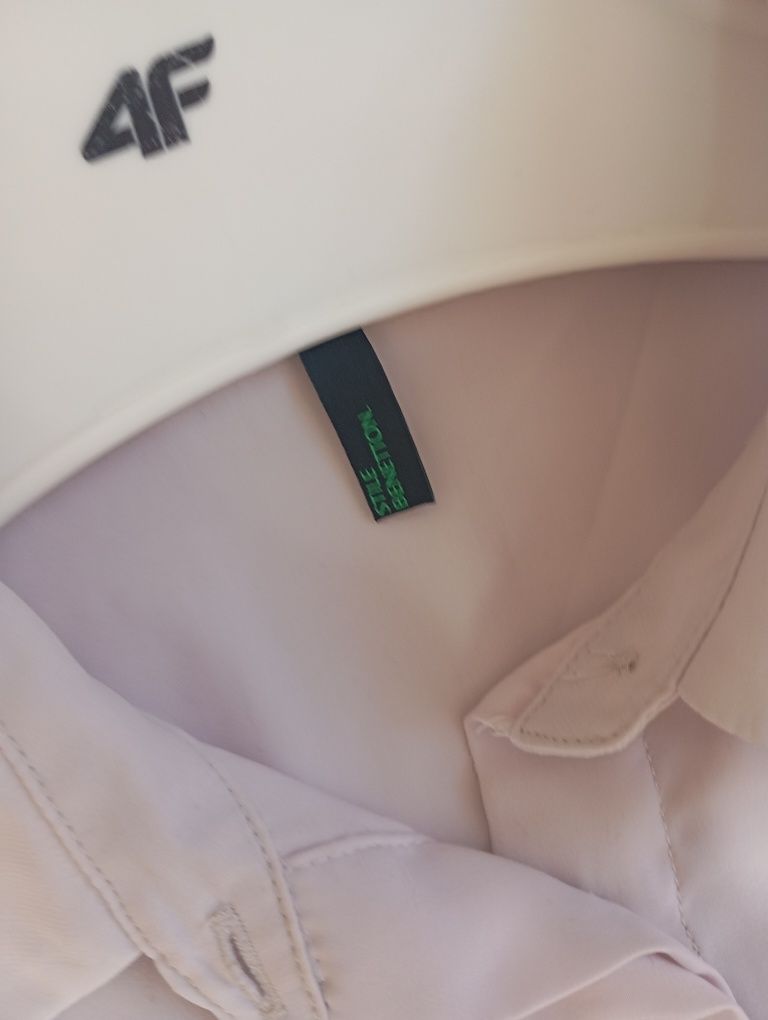 BENETTON M-L pudrowo-różowa liliowa bluzka koszula do biura