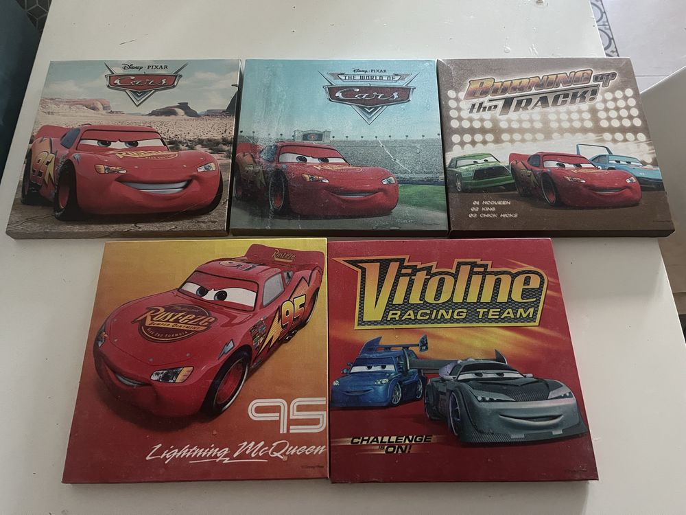 Conjunto 5 quadros faisca mcqueen