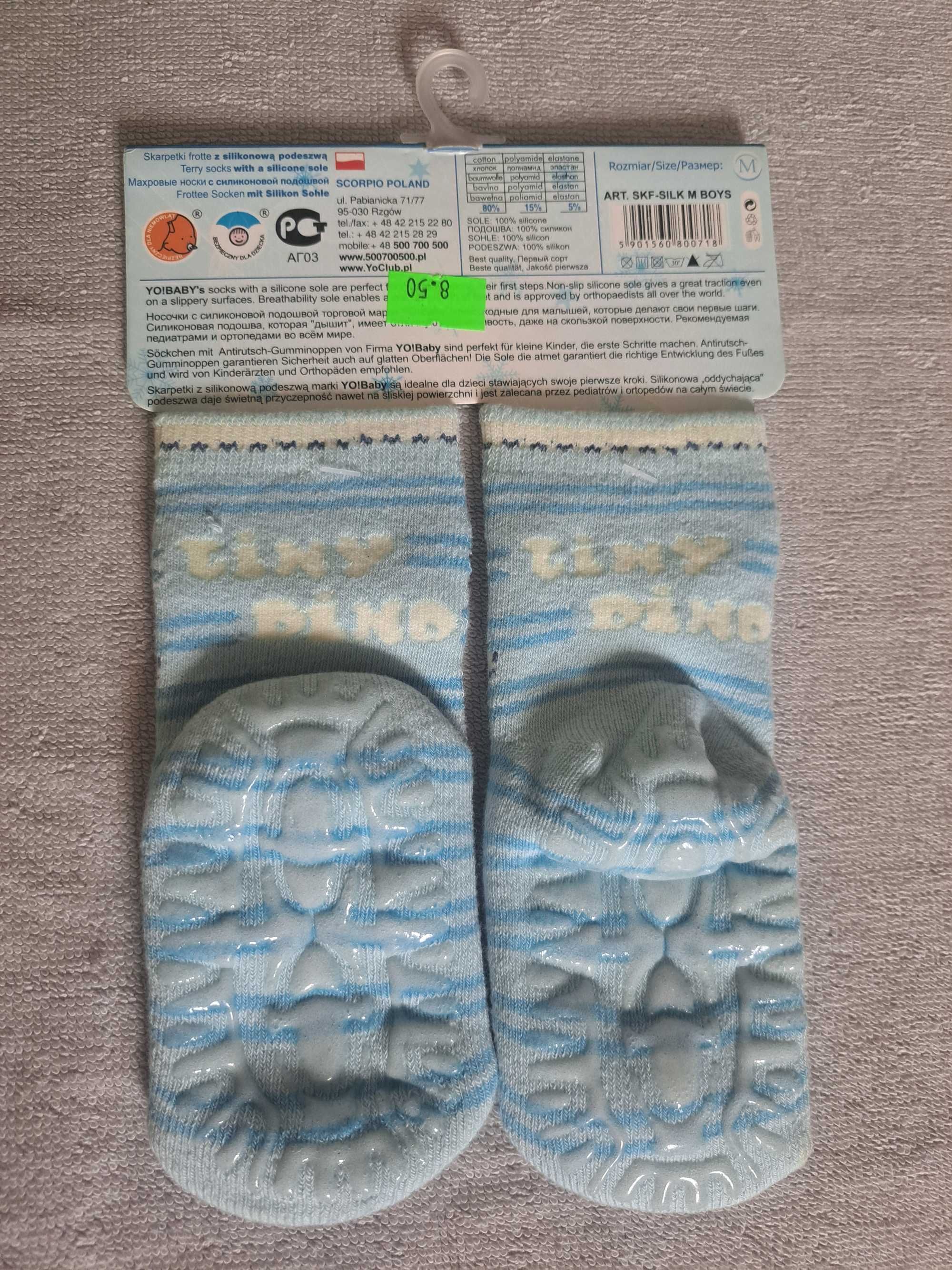 Skarpetki frotte z silikonowa podeszwa, NOWY