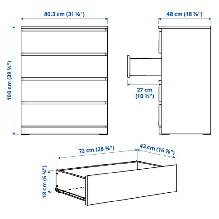Komoda MALM z IKEA 4 szuflady, biala z połyskiem