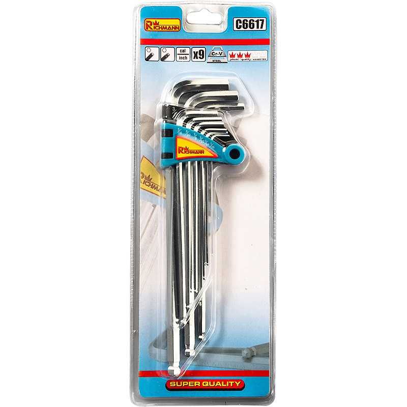Imbusy calowe 1/16" - 3/8", długie, 9 elementów Richmann