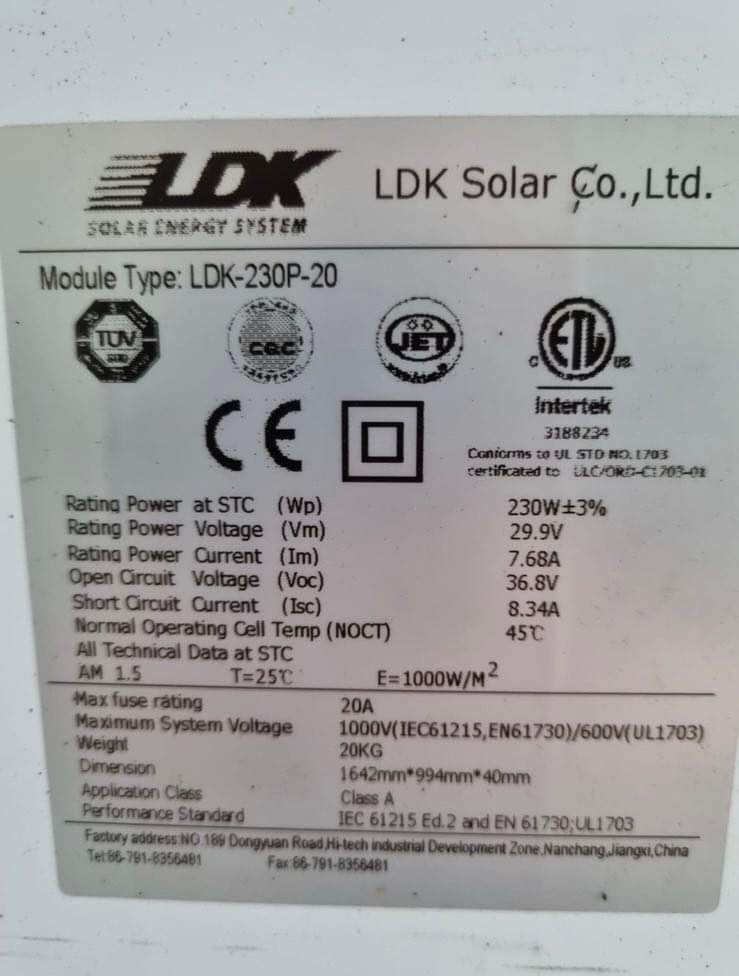 Сонячні панелі, solar panels фотомодулі  ldk 230w полікристал