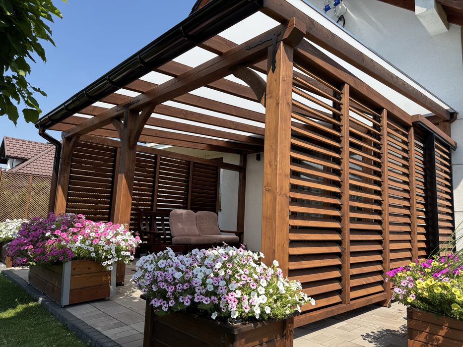 Wiata zadaszenie altana poliwęglan ruchome deseczki uslugi stolarskie