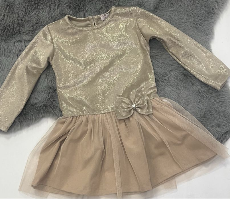 Sukienka bezowa/zlota gremtex 104,116